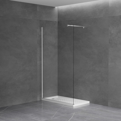 Rectangular Black Walk-in Shower Enclosure with White Printed Tempered Glass 6-8mm