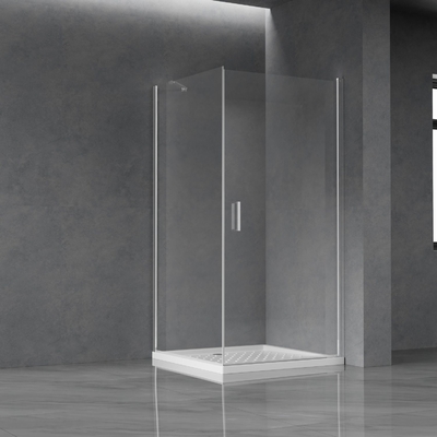 Rotating Doors Frameless Square Tempered Glass Shower Enclosure