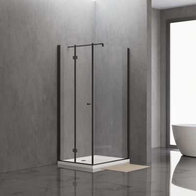 Rotating Doors Frameless Square Tempered Glass Shower Enclosure