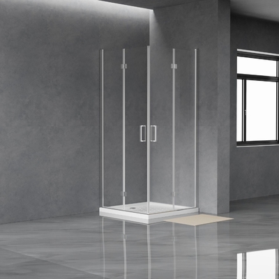 Rotating Doors Frameless Square Tempered Glass Shower Enclosure