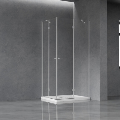 Rotating Doors Frameless Square Tempered Glass Shower Enclosure