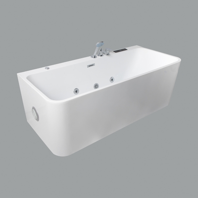 Pure PMMA Acrylic Freestanding Hydro Massage Bathtub with 7 Colors Changing LED Light