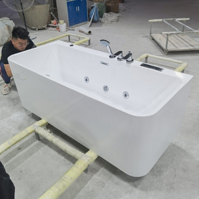 Pure PMMA Acrylic Freestanding Hydro Massage Bathtub with 7 Colors Changing LED Light