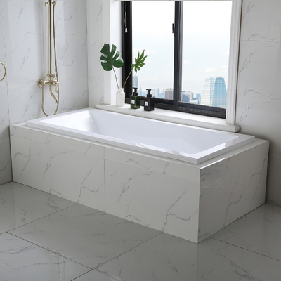 UK Standard Acrylic Drop in Bathtub with Simple Built in Design and Optional Headrest