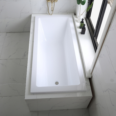 UK Standard Acrylic Drop in Bathtub with Simple Built in Design and Optional Headrest