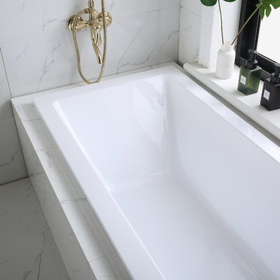 UK Standard Acrylic Drop in Bathtub with Simple Built in Design and Optional Headrest