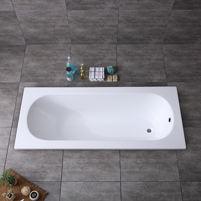 End Drain Location Rectangle Acrylic Bathtub Without Antislip Design for UK Model
