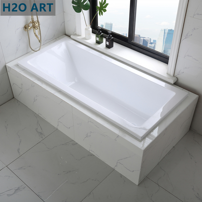 UK Standard Acrylic Drop in Bathtub with Simple Built in Design and Optional Headrest